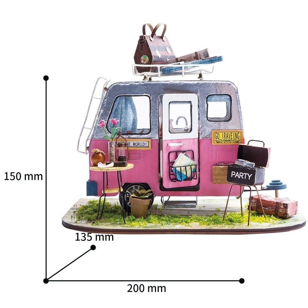 Dimension Rolife Happy camper DGM04 campeur heureux caravane rose